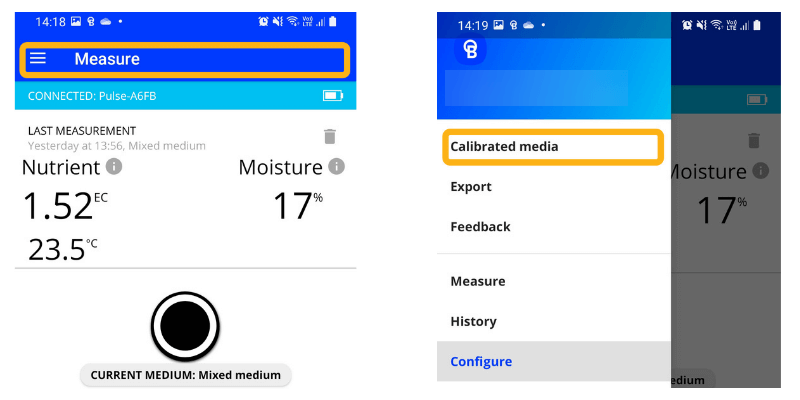 Navigate to the calibrated media screen to start calibration