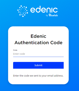 Edenic authentication code request screen